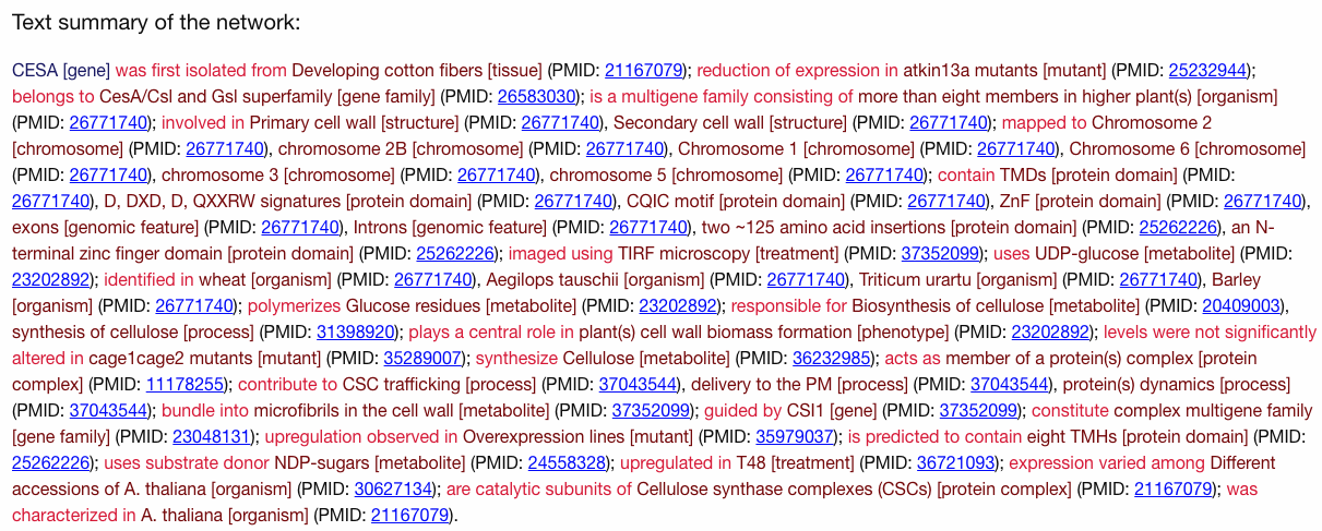 Text-summary of search results